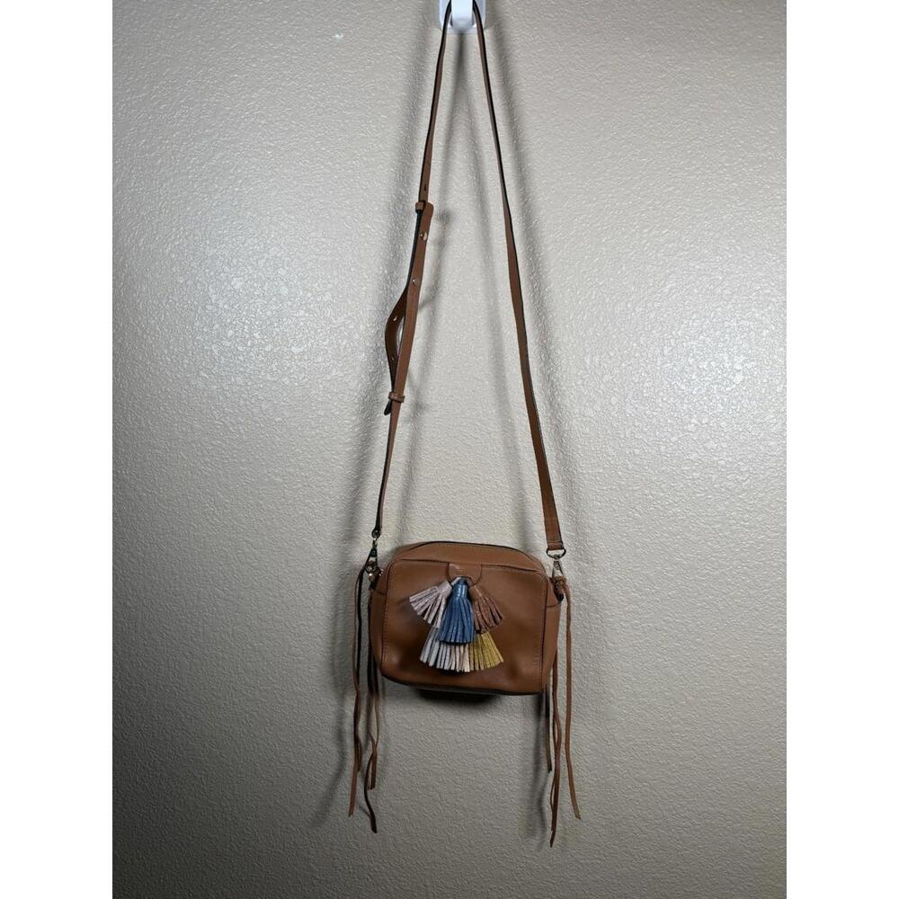 Rebecca‎ Minkoff  Mini Tassel Crossbody Bag Tan  Leather Multi Color Tassels